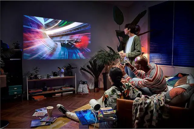 Alt view image 7 of 7 - 30 - 100 The Freestyle 2nd Gen with Gaming Hub Smart Portable Projector, FHD, HDR, Big Screen Home Theater Experience, 360 Sound, SP-LFF3CLAXXZA, 2023 Model by DT