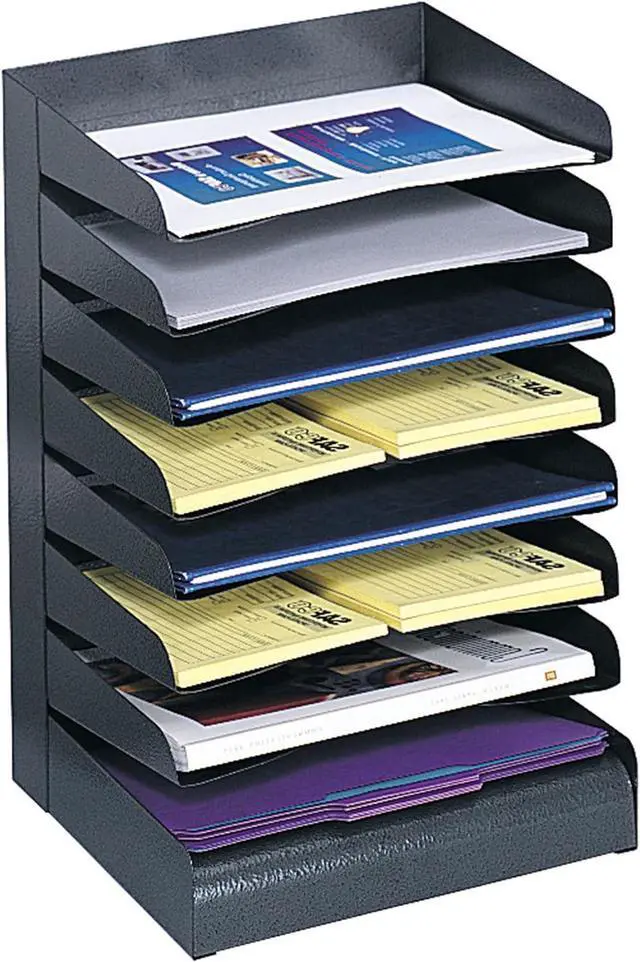 Main image of Desk Organizer, 8 Shelves, Office and Classroom Mailbox, Mail Sorter, Commercial Grade Steel, Black by DT