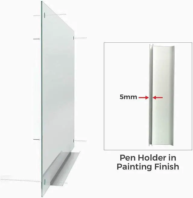 Alt view image 4 of 6 - Magnetic Dry Erase Glass Board 36"x48", Eased Corners Floating Green Surface Frameless with Eraser, Magnets, Marker for Office & Home by Fab Mirror by DT