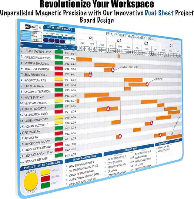 Alt view image 4 of 7 - Gantt Chart Whiteboard Kit | 668 Magnets Visualize Timelines, Risks & Critical Path Ultimate Management White Board for Project by DT