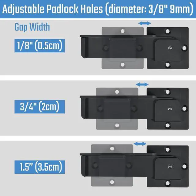Alt view image 5 of 7 - 7.5" Flip Gate Latch Lock with Padlock Holes 2Pack, 4mm Heavy Duty Aluminum Alloy Door Latch for Outdoor Wooden Fence, Swing and Sliding Open Gate, Double Gate, Barn Door, Shed, Vinyl Fence