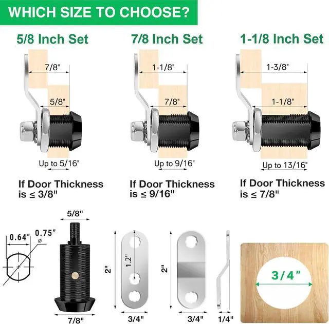 Alt view image 2 of 7 - 10 Pack Cabinet Lock with Keys, 7/8" RV Storage Locks Keyed Alike, RV Locks for Storage Door, Camper Cabinet Door Toolbox Lock Mailbox RV Cam Locks with Manual (Black -10 Pack, 7/8 Inch)