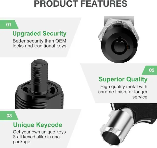 Alt view image 4 of 7 - 10 Pack Cabinet Lock with Keys, 7/8" RV Storage Locks Keyed Alike, RV Locks for Storage Door, Camper Cabinet Door Toolbox Lock Mailbox RV Cam Locks with Manual (Black -10 Pack, 7/8 Inch)