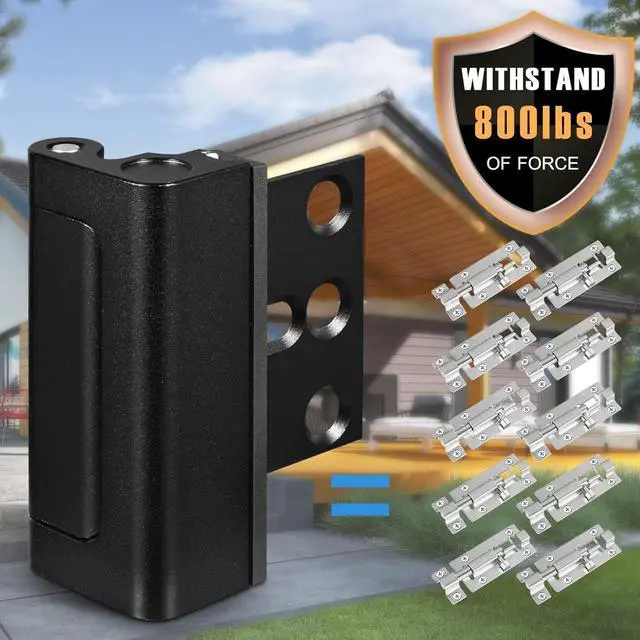 Alt view image 3 of 7 - 4Pack Home Security Door Reinforcement Lock, Childproof Safety Door Lock Latch Inside Stopper, Add High Security to Prevent Home Unauthorized Entry, Aluminum Construction Finish Black
