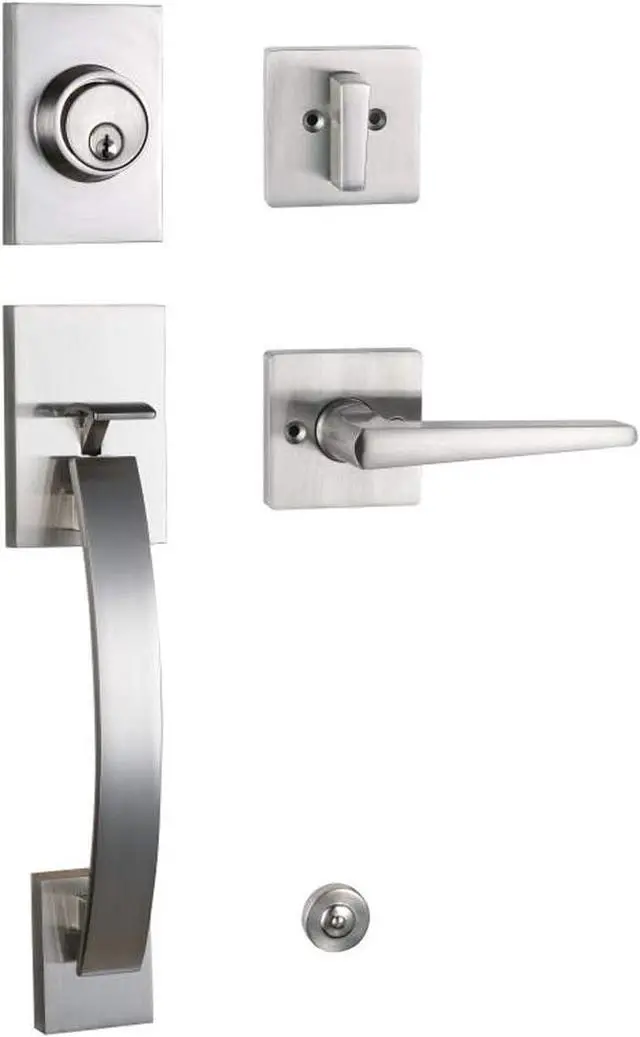 Main image of Modish Front Door Entry Handleset Satin Nickel,Slilver Handleset with Deadbolt,MDHST2017SN-AMZ- 2 (KEYED HANDLESET, Satin Nickel)