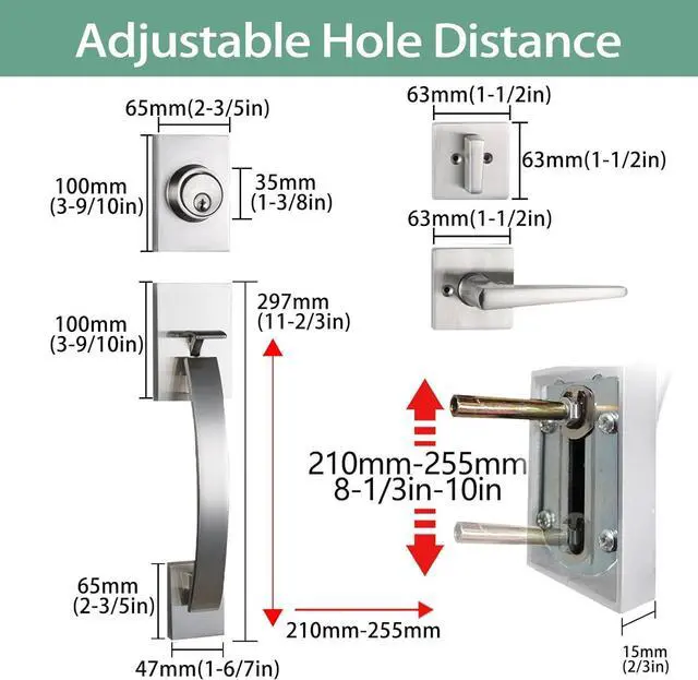 Alt view image 2 of 6 - Modish Front Door Entry Handleset Satin Nickel,Slilver Handleset with Deadbolt,MDHST2017SN-AMZ- 2 (KEYED HANDLESET, Satin Nickel)