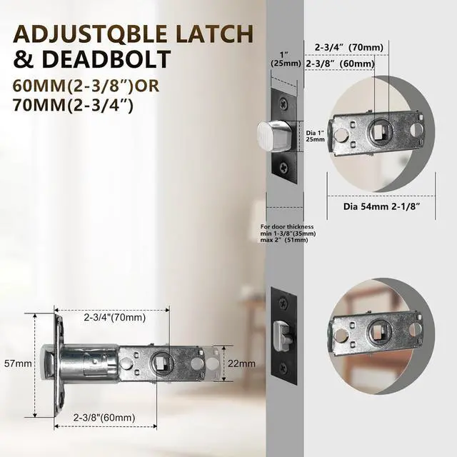 Alt view image 4 of 6 - Modish Front Door Entry Handleset Satin Nickel,Slilver Handleset with Deadbolt,MDHST2017SN-AMZ- 2 (KEYED HANDLESET, Satin Nickel)