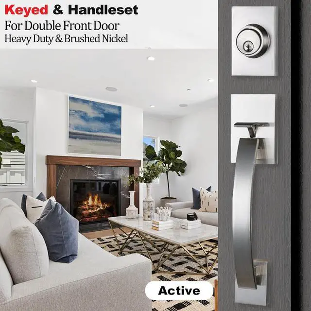 Alt view image 6 of 6 - Modish Front Door Entry Handleset Satin Nickel,Slilver Handleset with Deadbolt,MDHST2017SN-AMZ- 2 (KEYED HANDLESET, Satin Nickel)