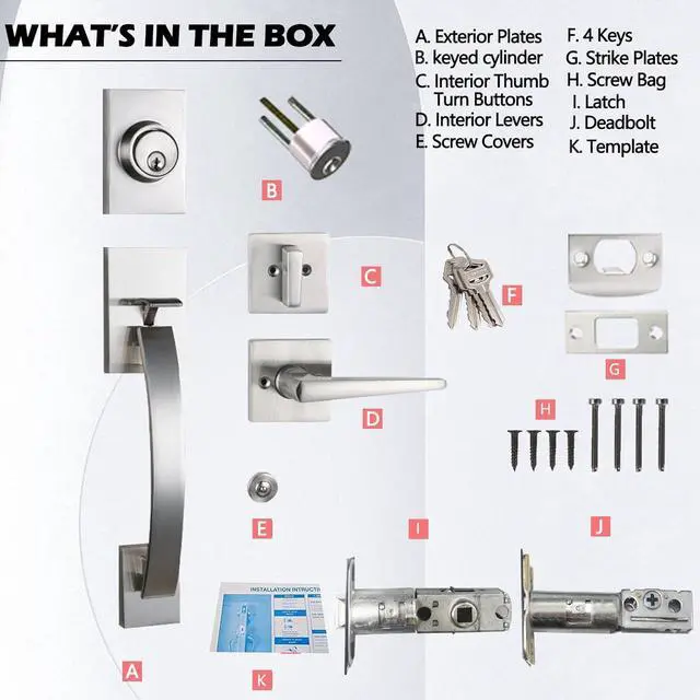 Alt view image 5 of 6 - Modish Front Door Entry Handleset Satin Nickel,Slilver Handleset with Deadbolt,MDHST2017SN-AMZ- 2 (KEYED HANDLESET, Satin Nickel)