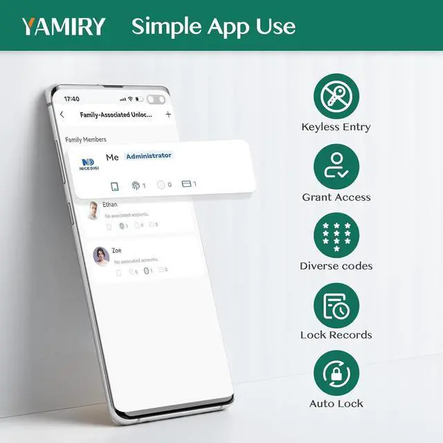 Alt view image 5 of 6 - Keypad Smart Door Lock with Knob,  Keyless Entry Digital Lock with Handle, Fingerprint Electronic Knob for Front Door, Generate Passcode Remotely, Easy Installation