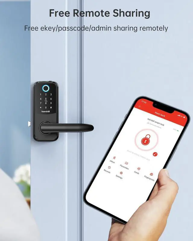 Alt view image 4 of 7 - Smart Lock Keyless Entry with Handle - Fingerprint Door Locks for Front Door - Keypad Electronic Digital Biometric Bluetooth Passcodes, Works with Alexa, App Control Touch Screen,Auto Lock