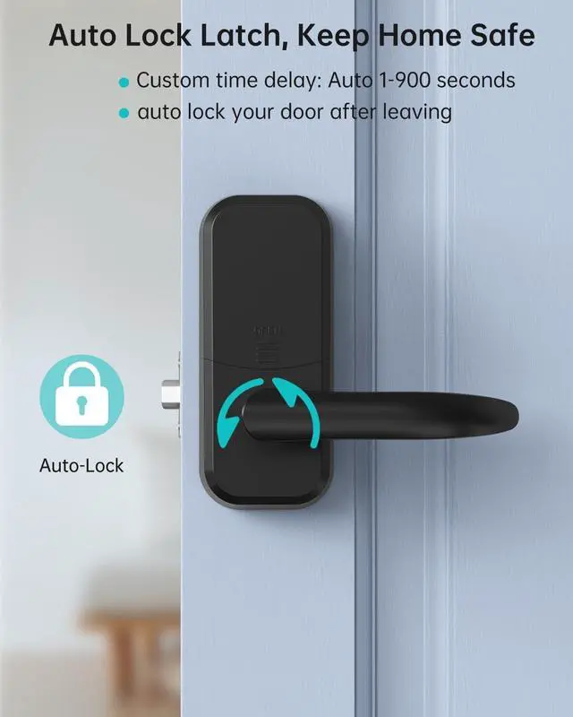 Alt view image 6 of 7 - Smart Lock Keyless Entry with Handle - Fingerprint Door Locks for Front Door - Keypad Electronic Digital Biometric Bluetooth Passcodes, Works with Alexa, App Control Touch Screen,Auto Lock