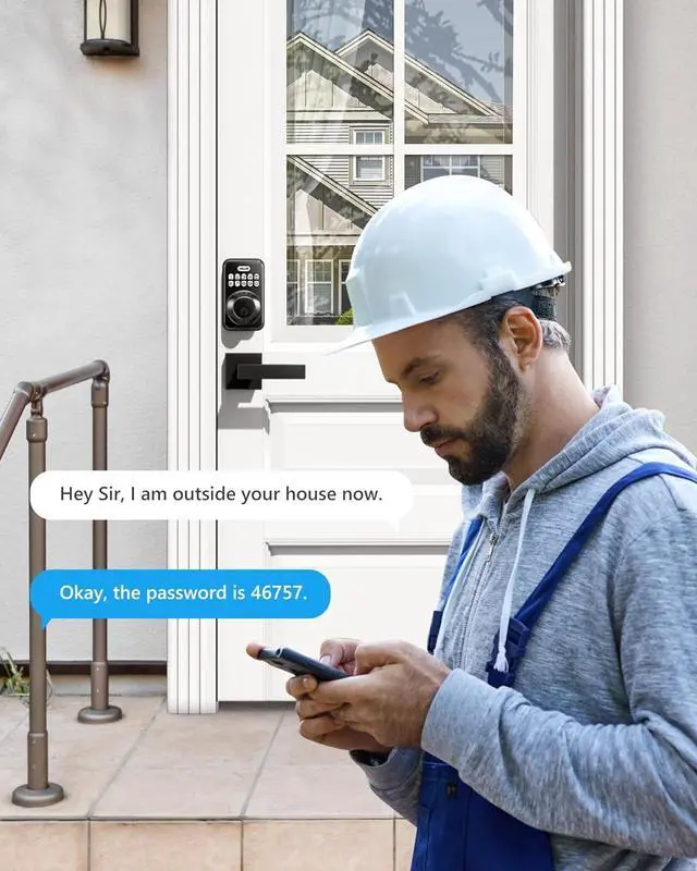 Alt view image 4 of 7 - Keyless Entry Door Lock with 2 Lever Handles,  Electronic Keypad Deadbolt, Auto-Locking, Anti-Peeping Password, Digital Code Door Lock, Front Door Handle Sets, Matte Black