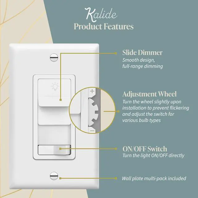 Alt view image 2 of 7 - TOPGREENER Kalide Dimmer Light Switch, Led Dimmer Switch, Single Pole Or 3-Way, 120Vac, 60Hz, 200W Led/CFL, Neutral Wire Not Required, Tgsds3-W-2Pcs, White, 2 P 2 Pack White
