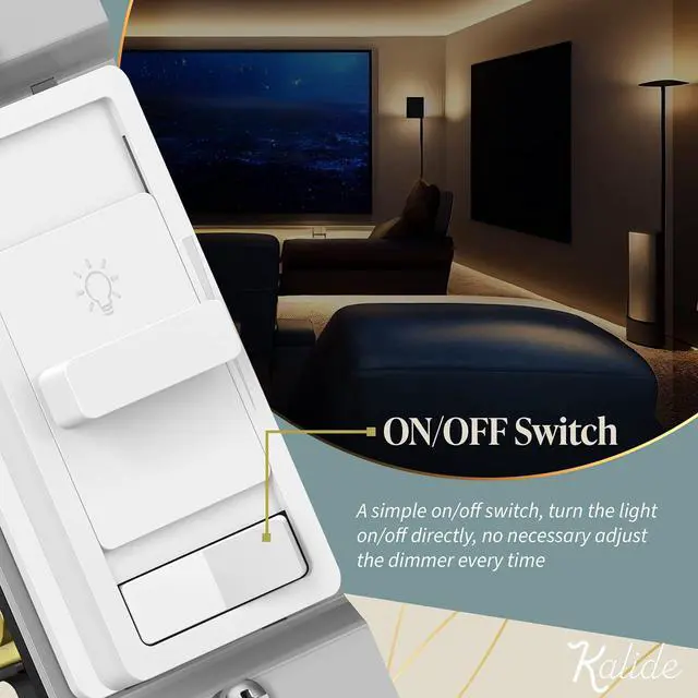 Alt view image 3 of 7 - TOPGREENER Kalide Dimmer Light Switch, Led Dimmer Switch, Single Pole Or 3-Way, 120Vac, 60Hz, 200W Led/CFL, Neutral Wire Not Required, Tgsds3-W-2Pcs, White, 2 P 2 Pack White