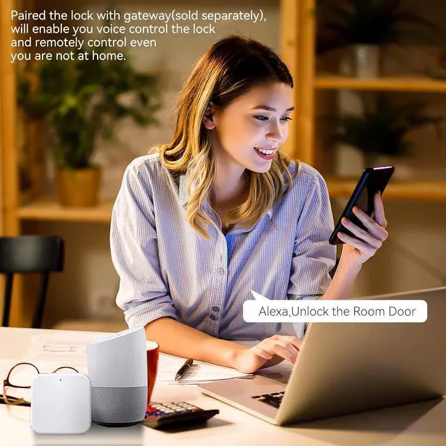 Alt view image 6 of 7 - Smart Fingerprint Door Lock with Handle Set, Full App Control, Electronic Digital Touchscreen Keypad, Deadbolt Smart Locks for Front Door, Auto Lock, Black