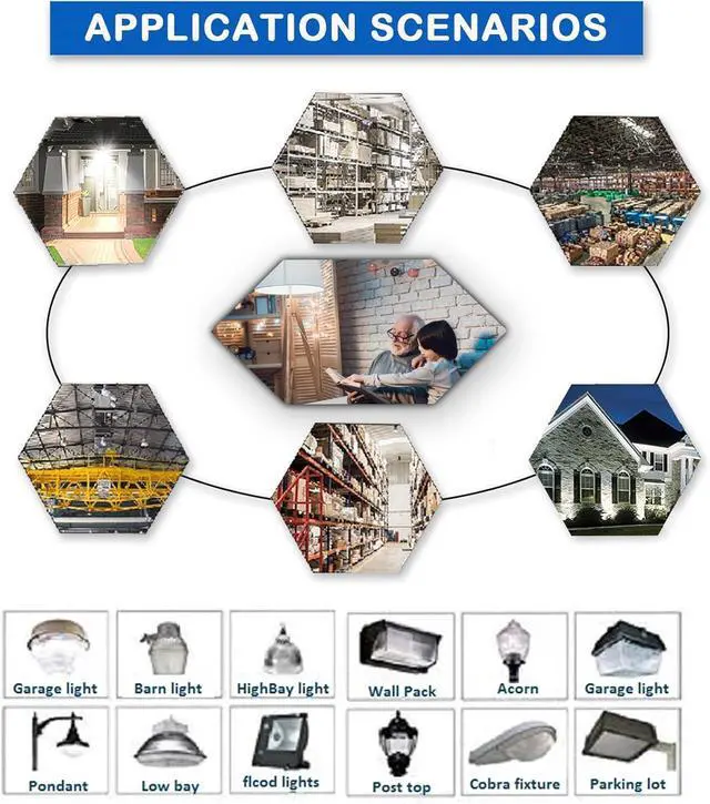 Alt view image 4 of 7 - 2 Pack 150W LED Corn Light Bulb, Super Bright 150Watt Corn Bulbs, E26 Base with E39 Adapter,5000K,18000LM LED Light Bulb for Garage Warehouse Workshop Barn (150W)