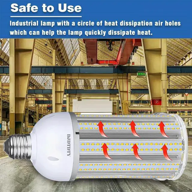 Alt view image 6 of 7 - 2 Pack 150W LED Corn Light Bulb, Super Bright 150Watt Corn Bulbs, E26 Base with E39 Adapter,5000K,18000LM LED Light Bulb for Garage Warehouse Workshop Barn (150W)