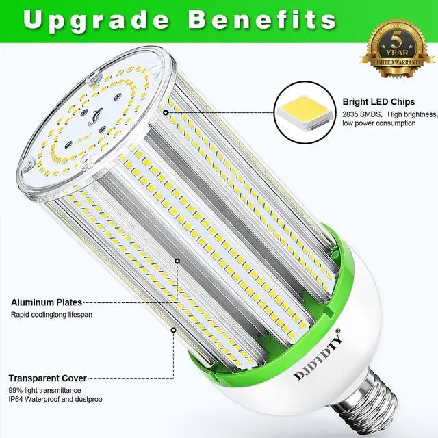 Alt view image 3 of 7 - 150W LED Corn Bulbs,5000K,AC110-277V,18000lm,E26/E39 Base,LED Replacement Metal Halide HID CFL for Commercial Industrial Lighting Warehouse High Bay Light Fixture Garage Workshop(2Pack, 150Watts)