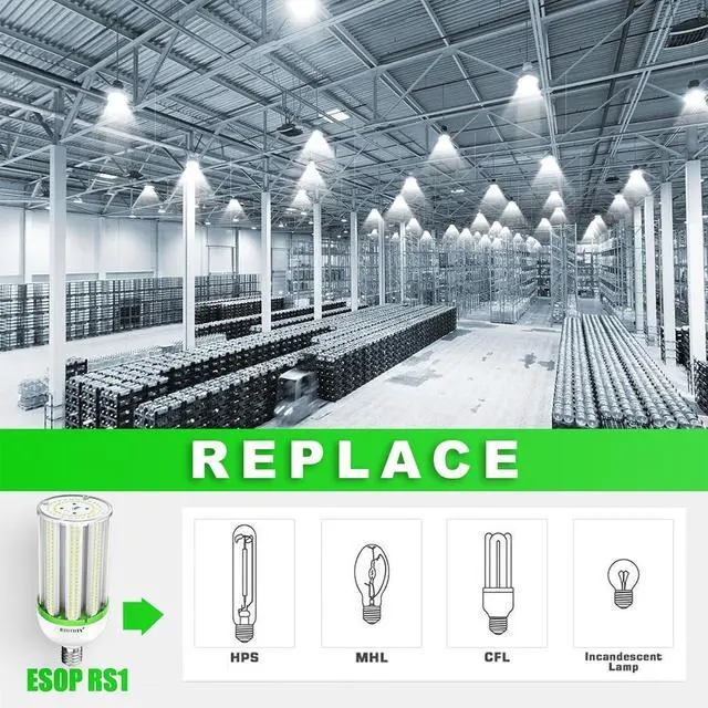 Alt view image 5 of 7 - 150W LED Corn Bulbs,5000K,AC110-277V,18000lm,E26/E39 Base,LED Replacement Metal Halide HID CFL for Commercial Industrial Lighting Warehouse High Bay Light Fixture Garage Workshop(2Pack, 150Watts)