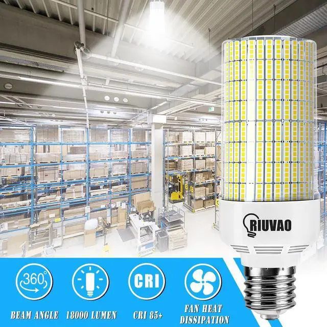 Alt view image 4 of 6 - 120W LED Corn Light Bulb 5000K Daylight 18000 Lumens Super Bright with Fan Radiator 1200W Equivalent E39/E40 Base LED Corn Bulb Suitable for outdoor Factory Workshop Underground Garage and More 2 pack