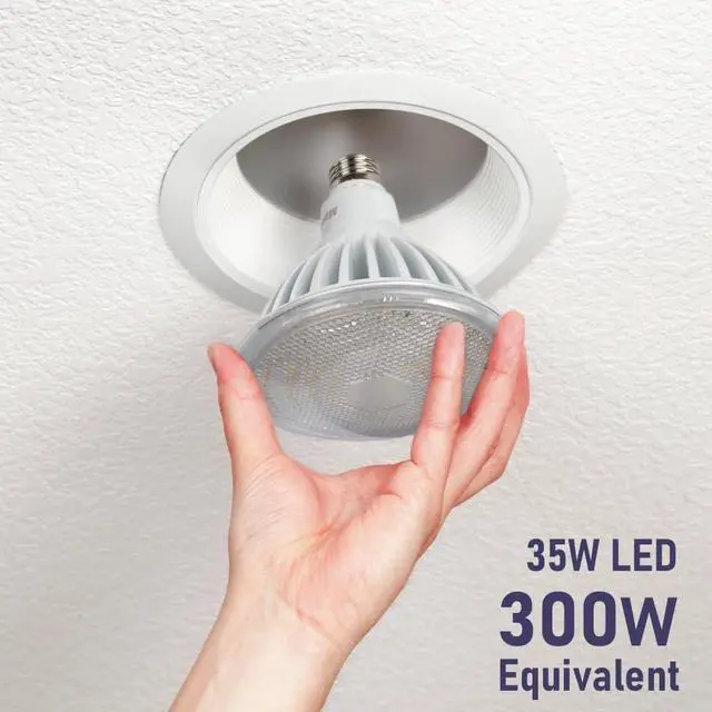 Alt view image 3 of 5 - PAR38 LED Flood Light Bulbs, 300W Equivalent, Indoor Outdoor Flood Light Bulb, Daylight 5000K, Waterproof, 35W 4000LM, Non-Dimmable, 2-Pack