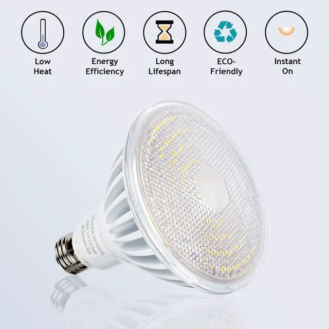 Alt view image 5 of 5 - PAR38 LED Flood Light Bulbs, 300W Equivalent, Indoor Outdoor Flood Light Bulb, Daylight 5000K, Waterproof, 35W 4000LM, Non-Dimmable, 2-Pack