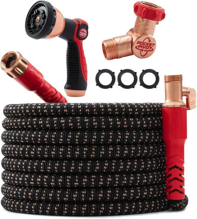 Main image of Copper Head w/New Pocket Pivot Expandable Garden Hose 100FT, AS-SEEN-ON-TV, Swivels 360°, Advanced Tri-Tex Tubing & Force Field Jacket, 3X Stronger, Lead-Free, No-Kink, Anti-Burst w/APT