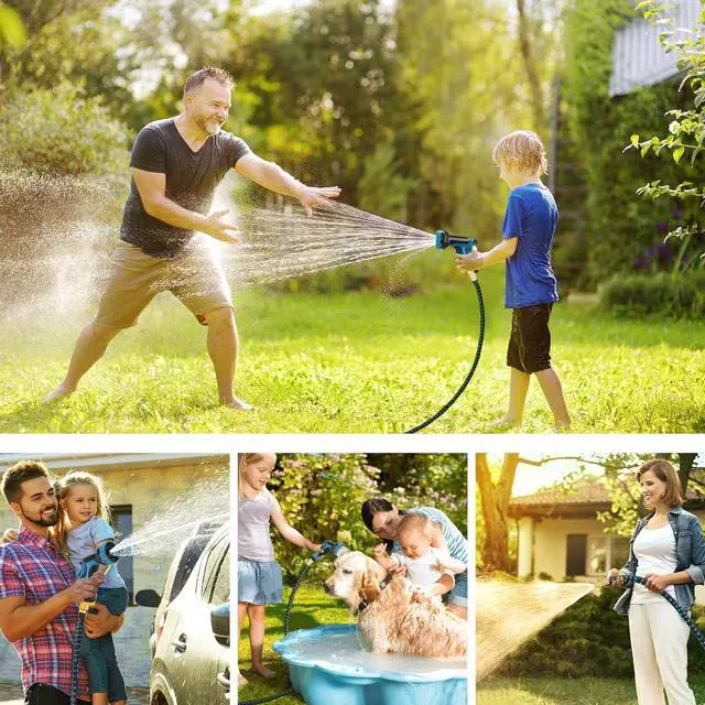 Alt view image 7 of 7 - 100 ft Expandable Garden Hose - 2025 New Kink Free Flexible Water Hose 100ft with 10 Pattern Spray Nozzle, 3/4 Solid Brass Connectors, Retractable Latex Core - Lightweight Expanding Hose