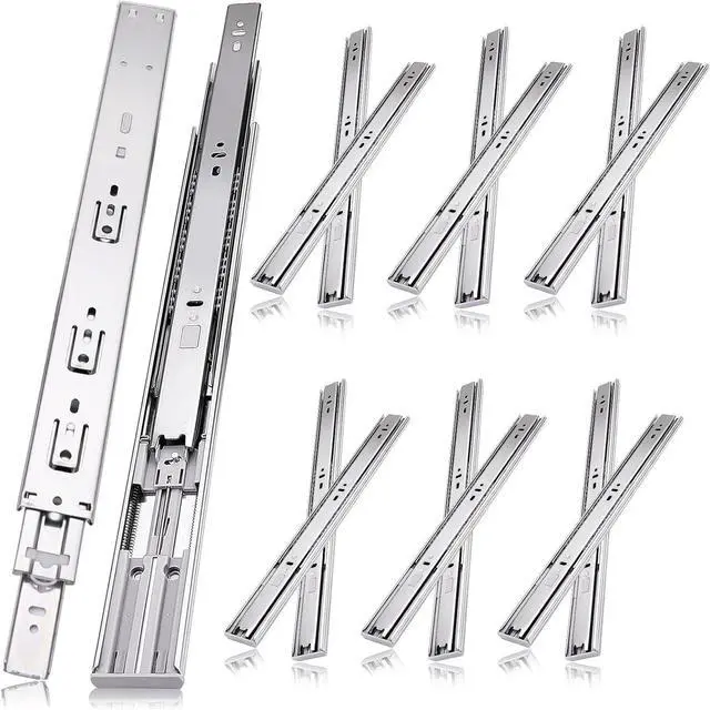 Main image of 20 inch Drawer Slides 6 Pairs (12pcs) Soft Self Close 3 fold Full Extension Ball Bearing Cabinet Drawer Glides Side Mount for Dresser, Cabinet, Kitchen 100 LB Capacity 20" Silver