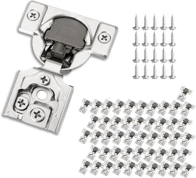 Main image of 3/4 Inch Overlay Soft Close Cabinet Hinges, 50 Pack Slow Soft Close Hinges for Kitchen Cabinets Satin Nickel Hidden Self Closing Kitchen Cabinet Hinges for Cupboard
