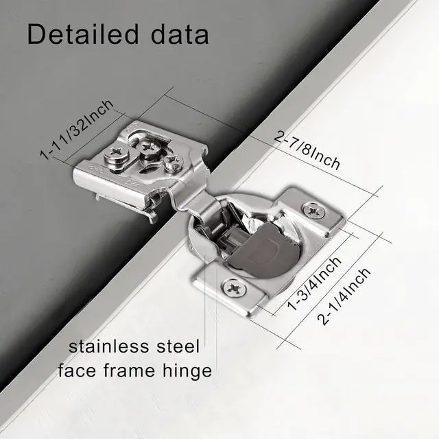Alt view image 4 of 6 - 3/4 Inch Overlay Soft Close Cabinet Hinges, 50 Pack Slow Soft Close Hinges for Kitchen Cabinets Satin Nickel Hidden Self Closing Kitchen Cabinet Hinges for Cupboard