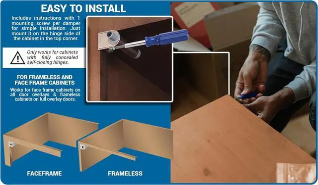 Alt view image 4 of 7 - 25 Pack  Hardware Soft Close for Cabinet Doors/Metal Soft Close Adapter/Damper/Hardware/Zinc/Hinge/European Made! SCD101