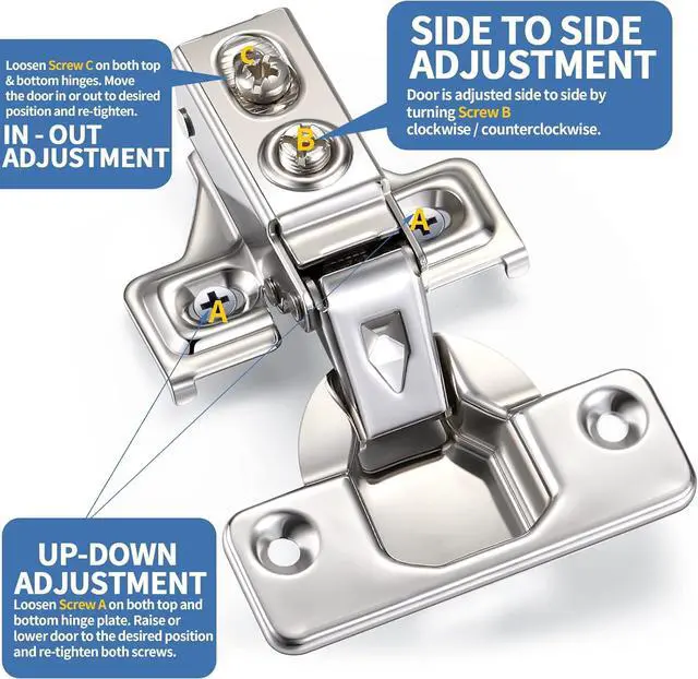 Alt view image 5 of 7 - 100 Pack Soft Closing Cabinet Hinges for Kitchen 1/2 Inch Partial Overlay Kitchen Cabinet Door Hinges 105 Degree Concealed with Mounting Screws for Frameless Face Frame Door