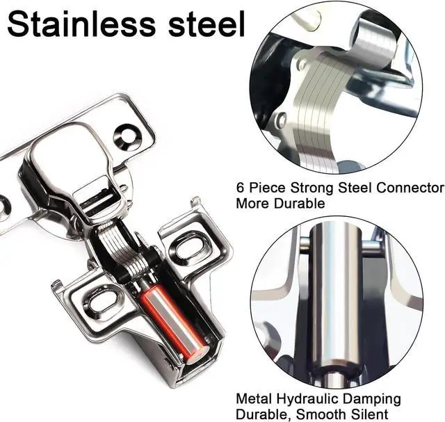 Alt view image 4 of 7 - 100 Pack 1/2 inch Overlay Soft Close Cabinet Door Hinges for Kitchen Cabinet Hinge, 100 Degree Opening Angel, Stainless Concealed Kitchen Cabinets Hinge Self Closing with Drilling Tool &Manual