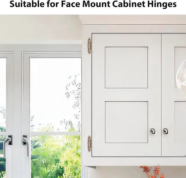 Alt view image 4 of 6 - 1/2" Overlay Kitchen Cabinet Hinges Antique Brass, 50 Pack(25 Pairs) 1/2 Inch Overlay(Variable) Cabinet Door Hinges for Face Frame Kitchen Cabinet