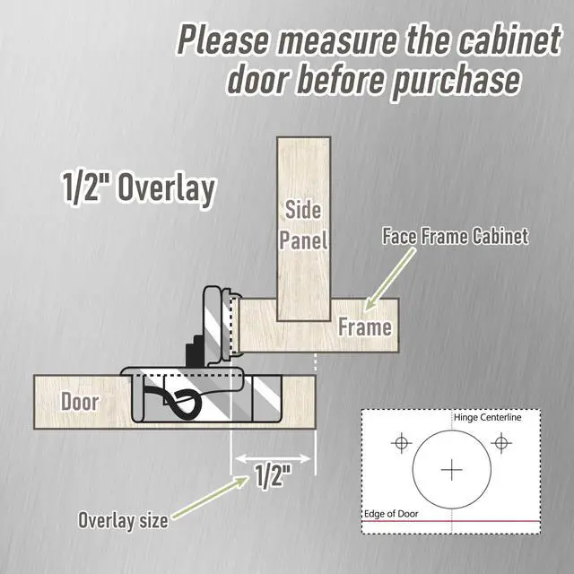 Alt view image 4 of 7 - Soft Close Cabinet Hinges,  50 Pack 25 Pair 1/2 inch Overlay Self Slow Closing Door Hinges for Kitchen Cabinets, Face Frame Cabinet Concealed Hinges with Built-in Damper, 3 Way Adjustability