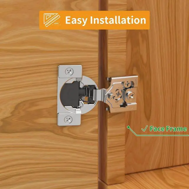 Alt view image 2 of 6 - 50 Pack 5/8" Overlay 3D Soft Close Concealed Hinge for Face Frame Door, Smooth Slow Self Closing Hinges, Satin Nickel, Hidden 105° Open Angle Stainless Steel Hinge for Kitchen Cabinet Door
