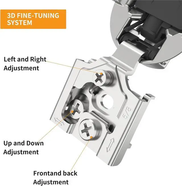 Alt view image 4 of 6 - 50 Pack 5/8" Overlay 3D Soft Close Concealed Hinge for Face Frame Door, Smooth Slow Self Closing Hinges, Satin Nickel, Hidden 105° Open Angle Stainless Steel Hinge for Kitchen Cabinet Door