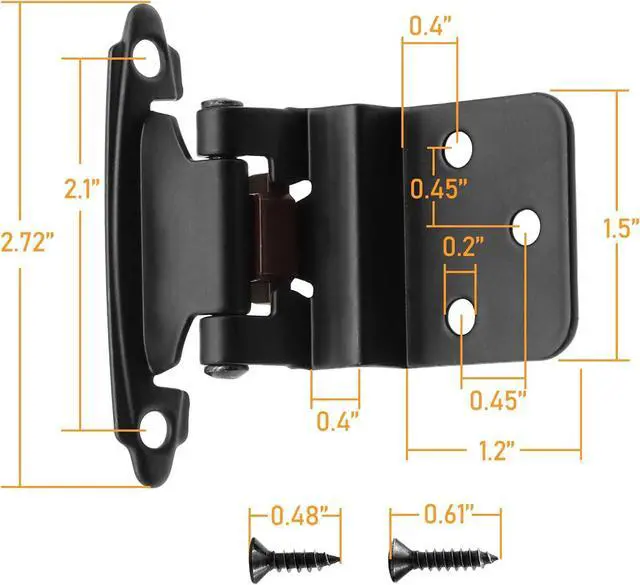 Alt view image 3 of 7 - 50 Pack (25 Pairs) 3/8" Inset Matte Black Cabinet Hinge,Self Closing Hinges for Kitchen/Bathroom/Furniture Cabinets & Doors,Decorative Cabinet Hardware Kitchen Cabinet Hinges