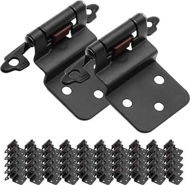 Alt view image 6 of 7 - 50 Pack (25 Pairs) 3/8" Inset Matte Black Cabinet Hinge,Self Closing Hinges for Kitchen/Bathroom/Furniture Cabinets & Doors,Decorative Cabinet Hardware Kitchen Cabinet Hinges