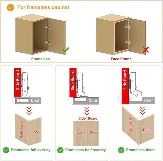 Alt view image 2 of 7 - 20 Pack Frameless Full Overlay Soft Close Concealed European Hinges, Self Closing Satin Nickel, 105 ° Open Angle 4D Adjustment, Speed Control, Clip On, Stainless Steel for Cabinet Door