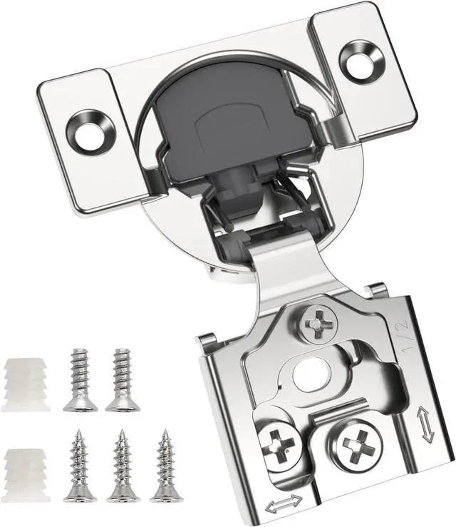 Main image of 50 Pack 1/2" Overlay 3D Soft Close Concealed Hinge for Face Frame Door, Smooth Slow Self Closing Hinges, Satin Nickel, Hidden 105° Open Angle Stainless Steel Hinge for Kitchen Cabinet Door