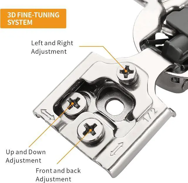 Alt view image 4 of 7 - 50 Pack 1/2" Overlay 3D Soft Close Concealed Hinge for Face Frame Door, Smooth Slow Self Closing Hinges, Satin Nickel, Hidden 105° Open Angle Stainless Steel Hinge for Kitchen Cabinet Door