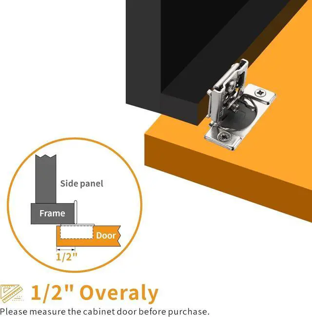Alt view image 5 of 7 - 50 Pack 1/2" Overlay 3D Soft Close Concealed Hinge for Face Frame Door, Smooth Slow Self Closing Hinges, Satin Nickel, Hidden 105° Open Angle Stainless Steel Hinge for Kitchen Cabinet Door
