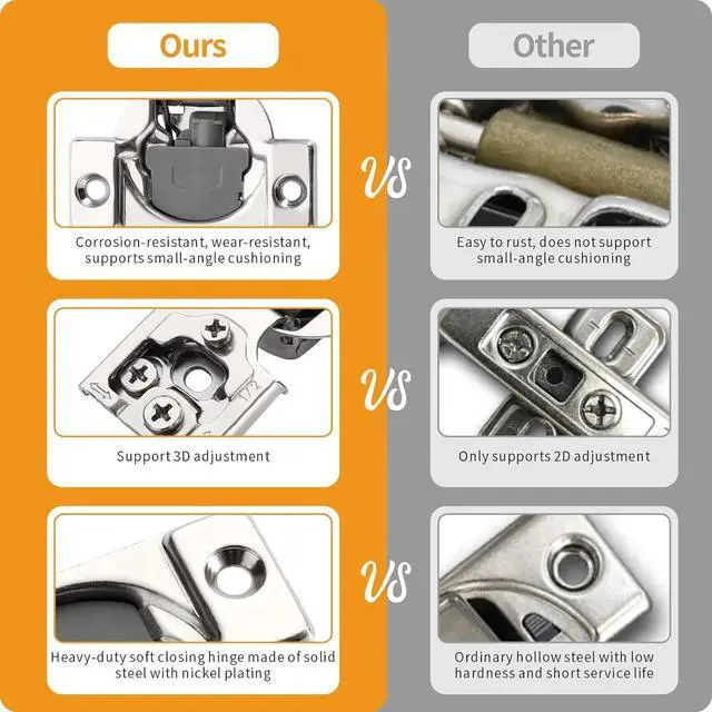 Alt view image 7 of 7 - 50 Pack 1/2" Overlay 3D Soft Close Concealed Hinge for Face Frame Door, Smooth Slow Self Closing Hinges, Satin Nickel, Hidden 105° Open Angle Stainless Steel Hinge for Kitchen Cabinet Door