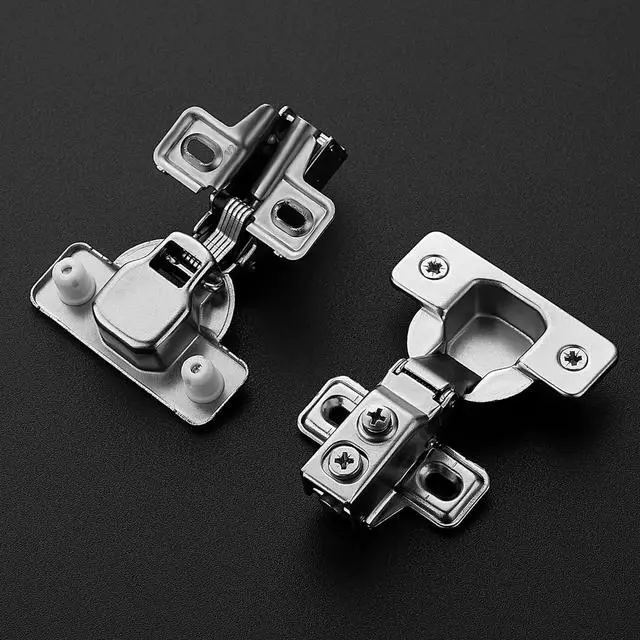 Alt view image 2 of 7 - 60 Pack 30 Pairs Short Arm Kitchen Cabinet Hinges for 1/2 Inch Overlay Cabinet, Brushed Nickel 105 Degree Opening Angle Hinges, Soft Close Concealed with Mounting Screws for Face Frame Door