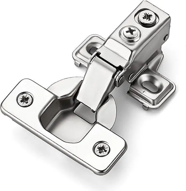 Main image of 60 Pack 30 Pairs Short Arm Kitchen Cabinet Hinges for 1/2 Inch Overlay Cabinet, Brushed Nickel 105 Degree Opening Angle Hinges, Soft Close Concealed with Mounting Screws for Face Frame Door