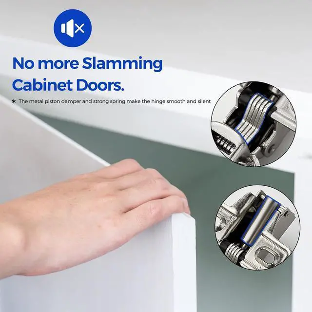 Alt view image 7 of 7 - 60 Pack 30 Pairs Short Arm Kitchen Cabinet Hinges for 1/2 Inch Overlay Cabinet, Brushed Nickel 105 Degree Opening Angle Hinges, Soft Close Concealed with Mounting Screws for Face Frame Door