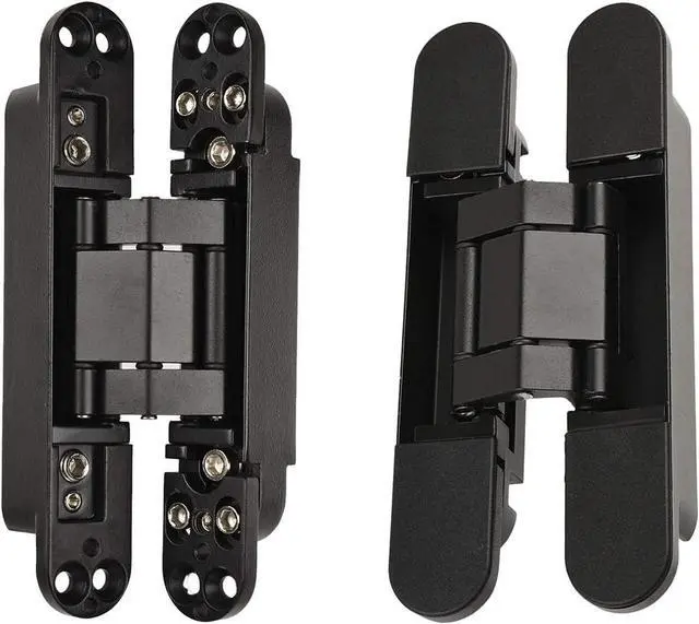 Main image of 6inch Hidden Door Hinges Invisible Hinges Concealed Hinge Zinc Alloy 180 Degree 3 Way Adjustable Butt Hinge 6 x 2.5 x 1 inch Black for Secret Room & Hidden Bookcase Bookshelf (2 Pack)
